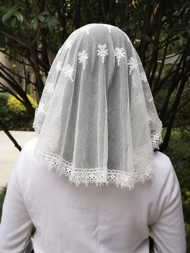 Vista 3 de FANFAN Mantilla Veil - Funda para cabeza de encaje católico para mujer