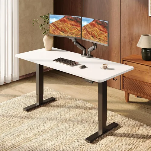 Vista 13 de SANODESK - Escritorio eléctrico ergonómico ajustable de altura grande de 71 Marco extendido blanco/parte superior blanca