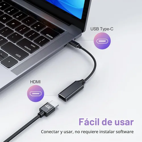 Vista 3 de RayCue Adaptador USB C a HDMI 4K, adaptador USB tipo C a HDMI [compatible con Thunderbolt 3/4] con iPhone 15 Pro/Max, MacBook Pro/Air 2023, iPad 1