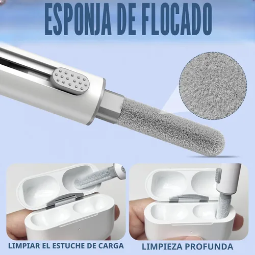 Vista 3 de Kit de limpieza Inesore para Airpods Pro Serie 3 2 1, herramienta de pluma de limpieza multifunción para auriculares, altavoces de iPhone A-blanco