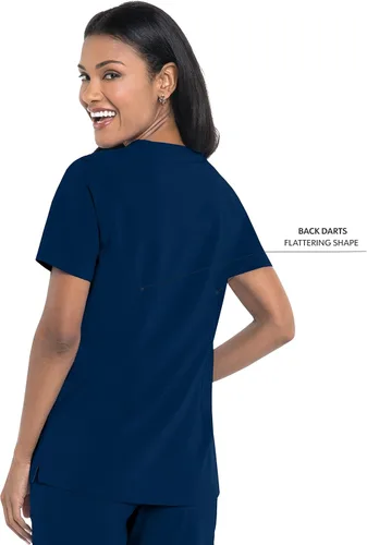 Vista 3 de Landau Womens Plus Size Urbane Performance Tailored Fit Super Stretch 3-Pocket Scrub Top 9015