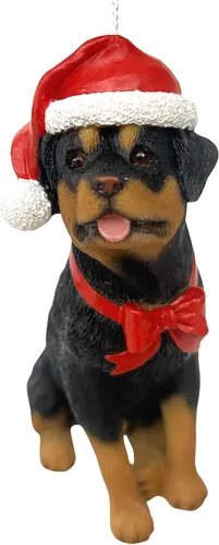 Vista 15 de Yuletide Designs Figura de perro adornos de Navidad con sombreros de Papá Noel