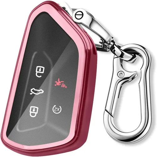 Vista 10 de QBUC Funda para llavero Volkswagen con llavero, funda para llave de coche para VW ID.4 ID.6 MK8 Golf GTI Atlas Cross Sport 2025 Tiguan (negro)