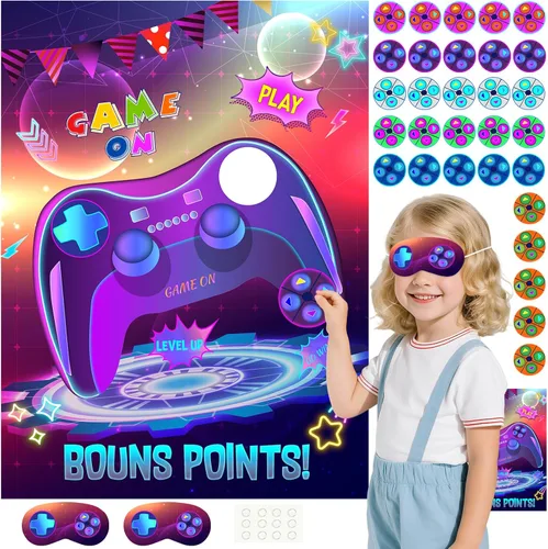 Vista 8 de PLULON Pin The Baseball Party Game para niños Pin The Baseball en el Guante y el Batón Póster grande con pegatinas para decoraciones de pared