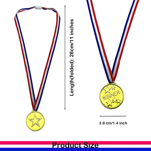 Vista 3 de Medallas ganadoras de plástico de 24 piezas, medallas de oro para niños, deportes escolares, competencia de fútbol, juegos, espectáculo de talentos