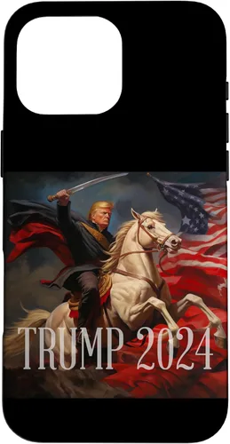 Vista 19 de iPhone 16 Donald Trump - 2024 - American Flag - Horse - Funda de espada