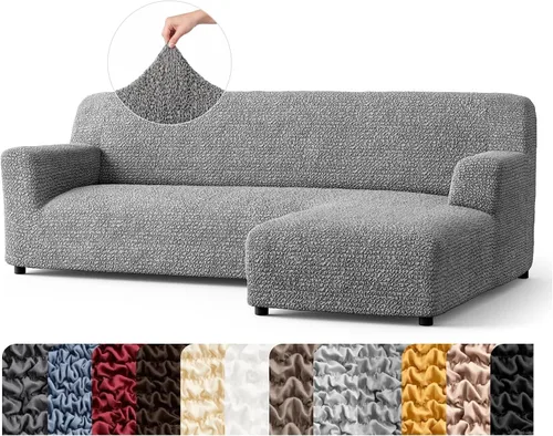 Vista 40 de PAULATO BY GA.I.CO. Funda de sofá modular, funda para sofá chaise longue en forma de L, fundas lavables para sofá esquinero, funda elástica de Gris