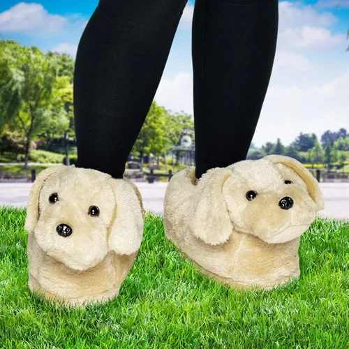 Vista 2 de Funziez! Pantuflas peludas para perros para mujeres y hombres, divertidas, zapatos de casa, animales, lindas novedades, gran regalo para el día