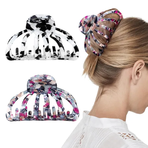 Vista 9 de Shinowa Pinzas para el cabello de mariposa, paquete de 4 pinzas de mariposa para cabello grueso y delgado, 2.75 pulgadas, hermosas pinzas