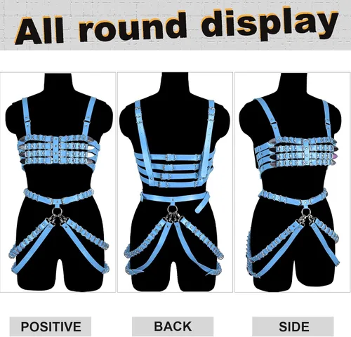 Vista 5 de Conjunto de liguero de cuero para mujer, estilo punk, gótico, baile, carnaval, accesorios para disfraz