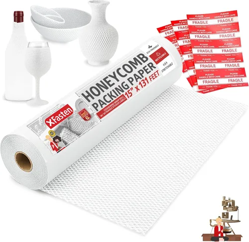 Vista 13 de Papel de embalaje de panal de abeja negro para mudanzas de 12 pulgadas x 66 pies de envoltura de burbuja de panal de abeja, papel de embalaje