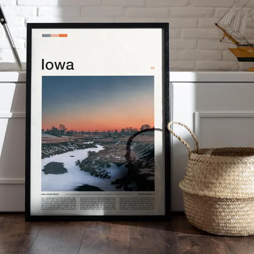 Vista 2 de Impresión de Iowa, póster de Iowa, arte de pared de Iowa, impresión artística de Iowa, foto de Iowa #2