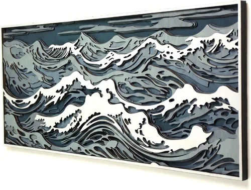 Vista 3 de NEODECO Decoración de pared de ondas de madera paramétrica, escultura de pared de madera 3D, arte de pared de madera de olas en el océano