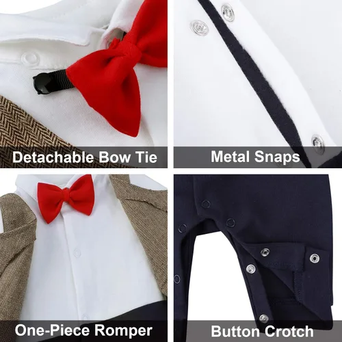 Vista 5 de A&J DESIGN Traje de esmoquin para caballero para bebé y niño con pajarita
