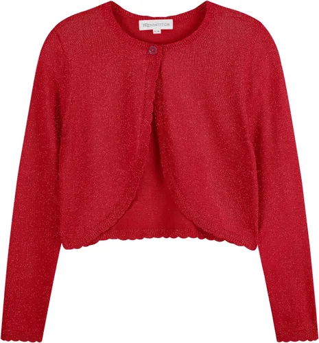 Vista 10 de Bolero de manga larga con brillo para niñas, cardigan con cierre de botón, de punto, para niñas de 3 a 12 años Negro