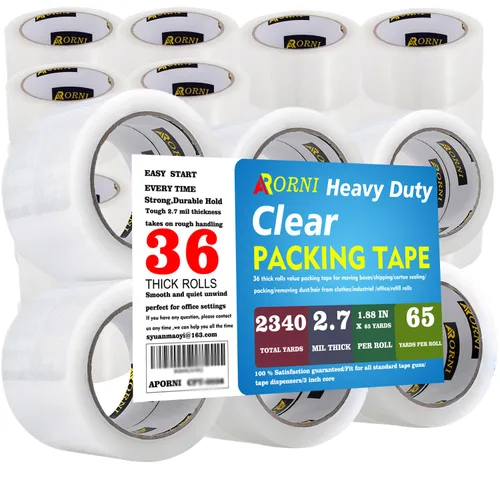 Vista 8 de Cinta de embalaje de alta resistencia, 36 rollos de sellado, ideal para cajas de embalaje, envío y suministros de mudanza, embalaje de 1.88 pulgadas