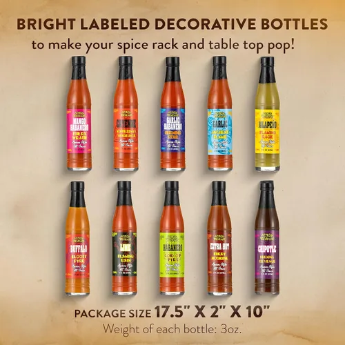 Vista 6 de Set de regalo de variedad de salsa picante estilo mexicano Aztecs Revenge - 10 botellas de salsa picante