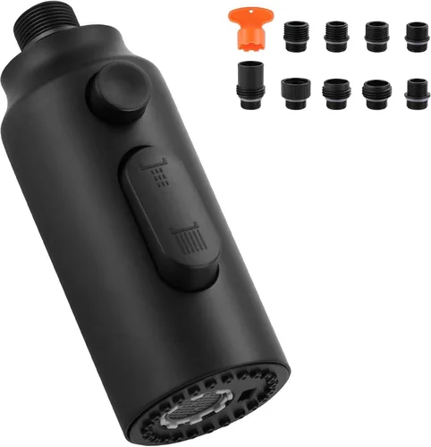 Vista 13 de Cabezal de Repuesto para Rociador de Grifo Extraíble, Cabezal de Rociador Extraíble Negro de 3 Funciones con 9 Adaptadores para Grifo de Fregadero