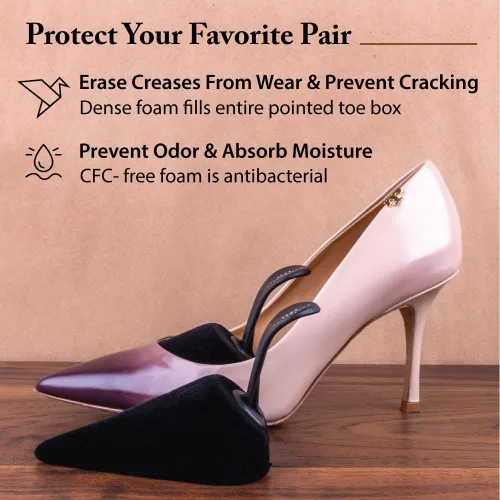 Vista 2 de FootFitter Árbol de zapatos de espuma con mango para tacones altos para mujer, zapatos de tacón alto de viaje con punta puntiaguda (uno o tres pares)