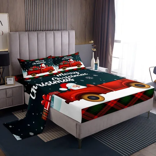 Vista 28 de Erosebridal Juego de sábanas bajeras de Navidad tamaño Queen, diseño de copos de nieve, color negro, gris, degradado, para niños y niñas, juego