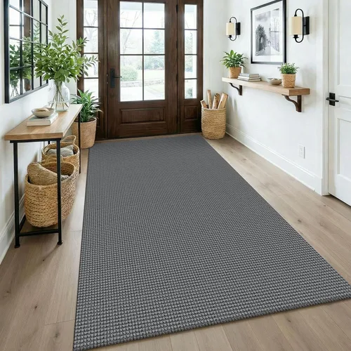 Vista 272 de KOZYFLY - Tapete para puerta de interior, lavable, pequeña, antideslizante, con respaldo de goma, felpudo de algodón para el hogar, color negro