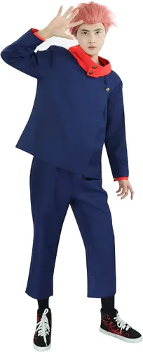 Vista 3 de DAZCOS Talla de EE. UU. Yuji Cosplay Disfraz con capucha Chaqueta Pantalones