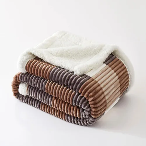 Vista 8 de PU MEI Manta Sherpa Individual a Cuadros Gruesa para Cama, 60"*80" Franela Súper Suave Difusa Forro Polar Reversible Terciopelo Afelpado Manta