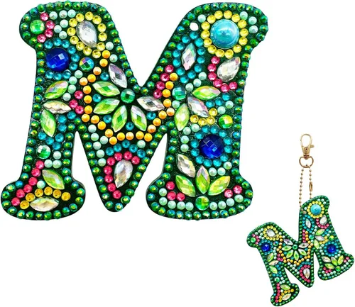 Vista 18 de YOYA Llaveros de Pintura de Diamantes de Doble Cara 5D Letras Kit de Llaveros de Pintura de Diamantes DIY Taladro Completo Arte de Diamantes