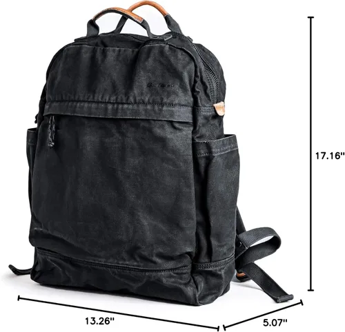 Vista 9 de Mochila de lona Gootium para mujeres, estilo vintage con cierre de cremallera, mochila casual para hombres, de tela, para viajes al aire libre