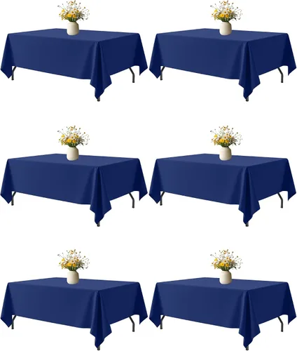 Vista 23 de Niuara Mantel de Mesa Rectangular Negro - Paquete de 6, 60" × 84" Mantel de Tela Lavable para Mesas de 5 Pies, Resistente a las Arrugas y a Prueba