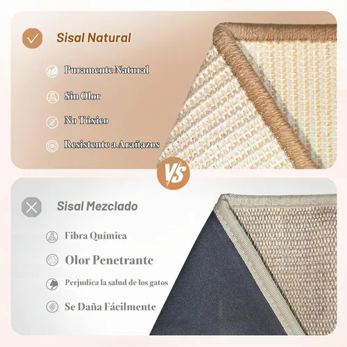 Vista 9 de Rascador vertical para gatos de sisal en forma de L, madera
