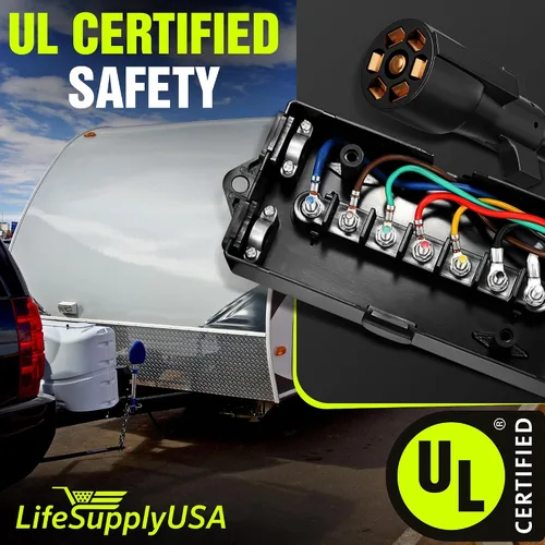 Vista 6 de LifeSupplyUSA Cable de remolque en línea resistente de 7 vías (8 pies + caja de conexiones)