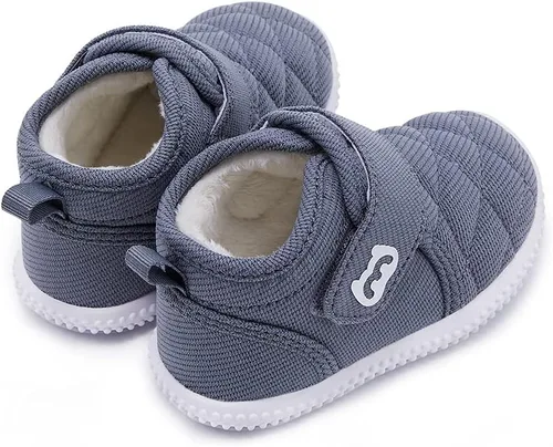 Vista 4 de BMCiTYBM Zapatos de bebé para niño y niña, zapatos de invierno cálidos antideslizantes para primeros pasos de 6 a 24 meses