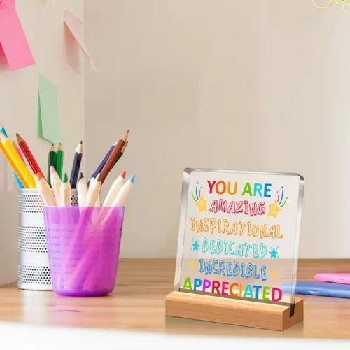 Vista 6 de Decoración inspiradora de escritorio, regalos de aliento para mujeres, niñas, mejores amigos, compañeros de trabajo, letrero de placa acrílica