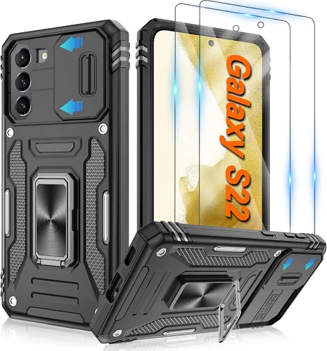 Vista 18 de Atump Funda para Motorola Moto G Play 2024 (4G) con [paquete de 2] protector de pantalla HD y cubierta para cámara deslizante, soporte de anillo
