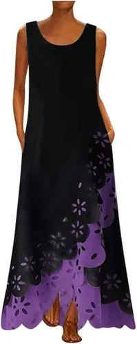 Vista 5 de Tube Too Dresses for Women Beach Maxi Round Neck Dress Sleeveless Shirt Womens Work Dresses Business Casual