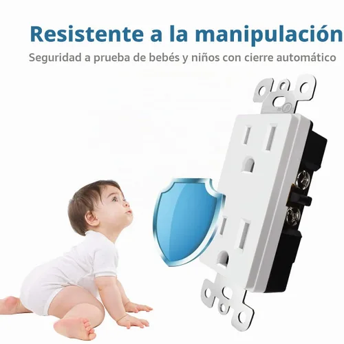 Vista 3 de Micmi Enchufe de salida, receptáculo decorador, 15 amperios, 125 voltios, resistente a manipulaciones, conexión a tierra TR con placas de pared