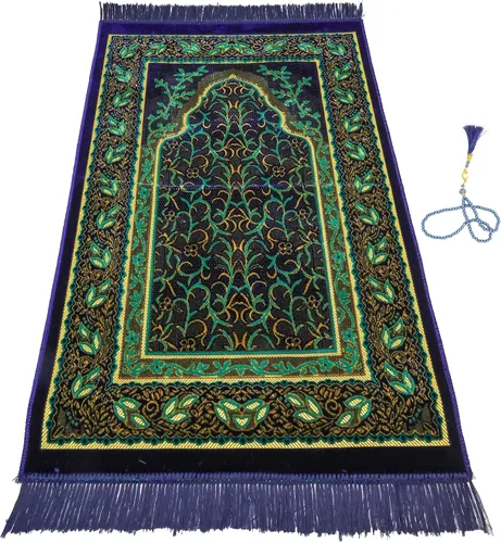 Vista 37 de Alfombra de oración – Alfombra turca Janamaz Sajada de felpa suave para hombres y mujeres, alfombrilla de oración lisa y sólida, regalo de Ramadán