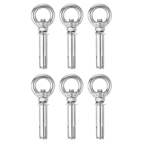 Vista 30 de uxcell Aro de elevación de la expansión, 8pcs M6x50mm 304 tornillo de expansión de acero inoxidable con anillo de ojo para pared de ladrillo