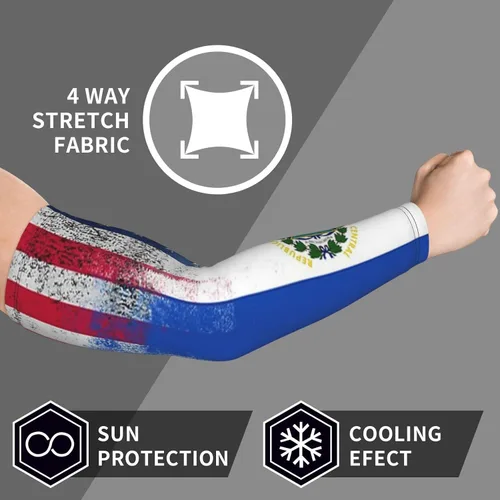 Vista 7 de Estados Unidos El Salvador Bandera Protección Solar Brazos Mangas Tatuaje Cubierta Hasta Brazo Protector de Brazo Enfriamiento Deportivo Manga