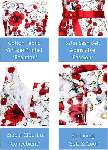 Vista 43 de Vestido de verano para niña, de algodón, con diseño floral