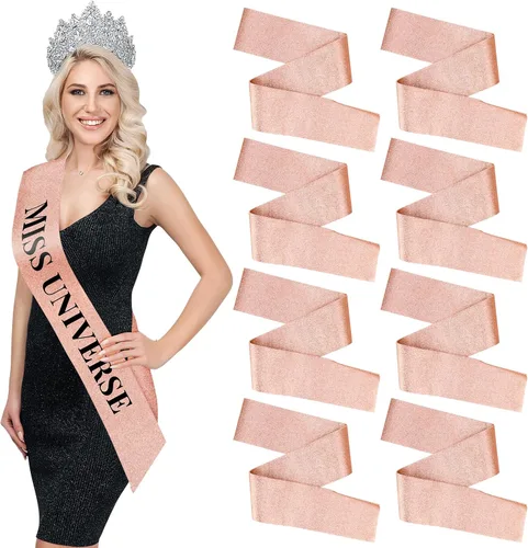 Vista 8 de Dreamtop 16 piezas de faja de satén en blanco negras para concursos, Señorita Mayor América 2026, faja para concurso de belleza