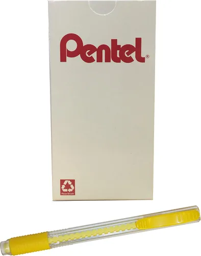 Vista 5 de Pentel Clic Colors - Borrador retráctil con agarre, barril verde lima, caja de 12 unidades (ZE23K)