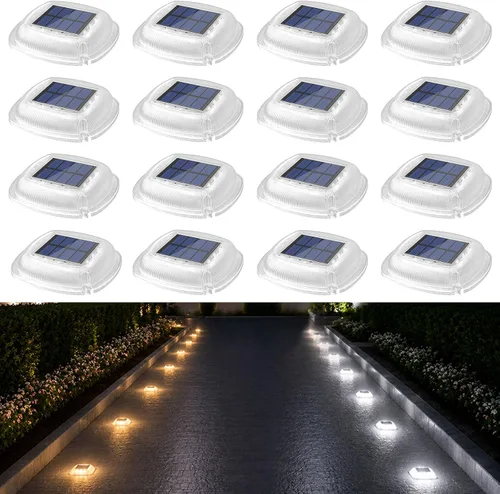 Vista 13 de Lacasa Solar Deck Lights, 4 Pack Dock Step Driveway Pathway Garden Lights Cool White & Warm White