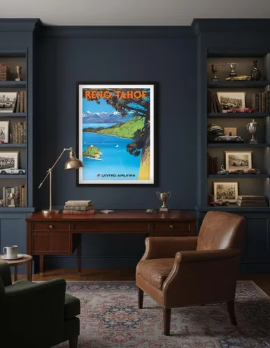 Vista 4 de Reno Nevada - Lake Tahoe California - United Airlines - Vintage Airline Travel Poster by Tom Hoyne c.1970s - Master Art Print (Unframed) 6in x 9in