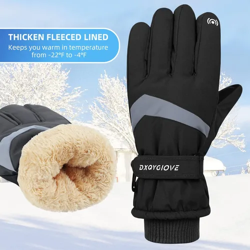 Vista 3 de Guantes de esquí para hombre, guantes de invierno impermeables para pantalla táctil, guantes de nieve cálidos, guantes de snowboard para hombre