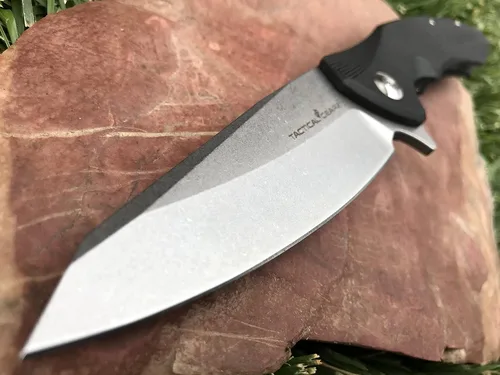Vista 2 de TACTICAL GEARZ Navaja de bolsillo para EDC, mango G10, hoja de acero lavado a la piedra D2, incluye funda (Zeta)