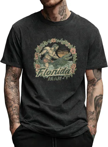 Vista 24 de domirica Camisetas gráficas para hombre, 100 % algodón lavado, manga corta, cuello redondo, Y2K, tallas grandes y altas, camisetas de verano 2026