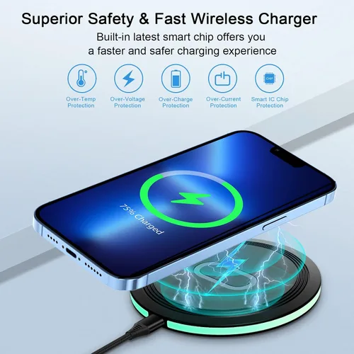 Vista 2 de Cargador inalámbrico Google de 15 W, almohadilla de carga rápida para Google Pixel 10 9A 9 Pro XL Fold 8 7 6 Pro 8A 7A, Samsung Galaxy S25 S24 Ultra