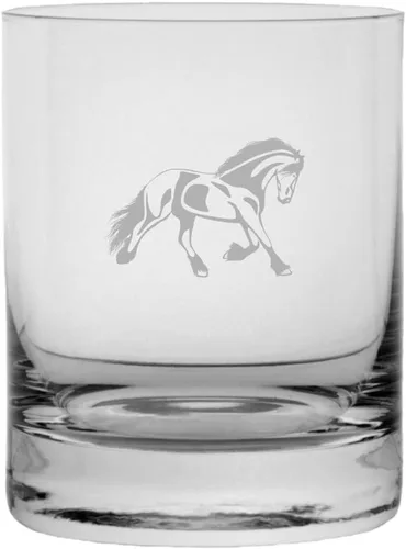 Vista 33 de Abaco Barb - Vaso de whisky con temática de caballo grabado (10.25 onzas)